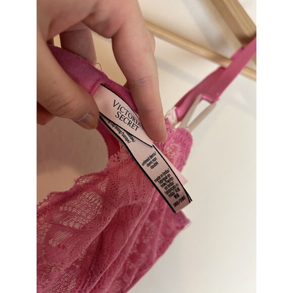 Victoria's Secret 36D DREAM ANGELS LIGHTLY LINED DEMI BRA Pink Berry Lace - Picture 4 of 4